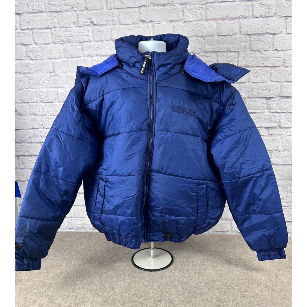 VTG CRUSE USA Blue Puffer Hooded Jacket Size 2XL Water Resistant Heavy Duty NEW - Picture 2 of 10